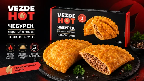 Оценка упаковки чебуреков VEZDEHOT